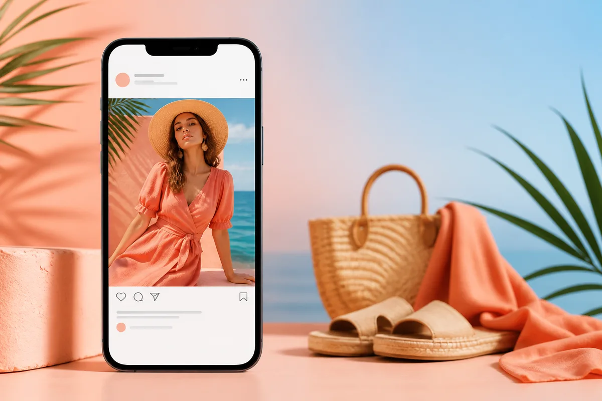 Smartphone showing a square Instagram product post size example