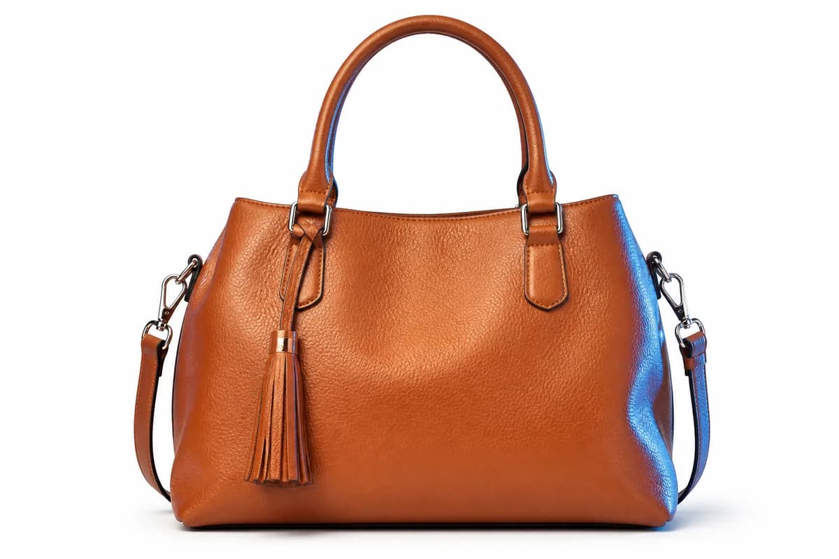 Leather handbag on a pure white studio background for ecommerce product photography